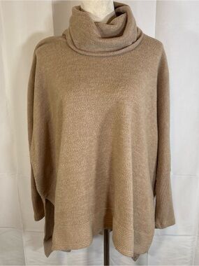 Cherish Camel Cowl Neck Sweater Poncho